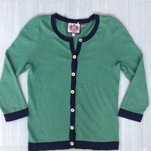 {JUICY COUTURE} Green/Navy Trim Cashmere Cardigan